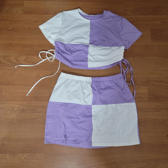 YOINS Patchwork Drawstring Crew Neck Short Sleeves - Picture 7 of 9